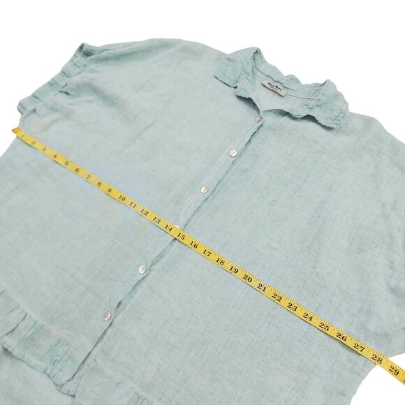 Meo Meli Tunic Top Womens Green One Size Linen Short Sleeve Yoke Boxy Italy - Picture 10 of 11